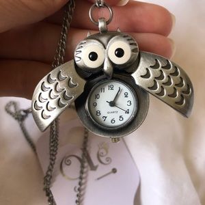 Cute owl clock necklace